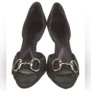 Gucci Black Heels with Silver Accents